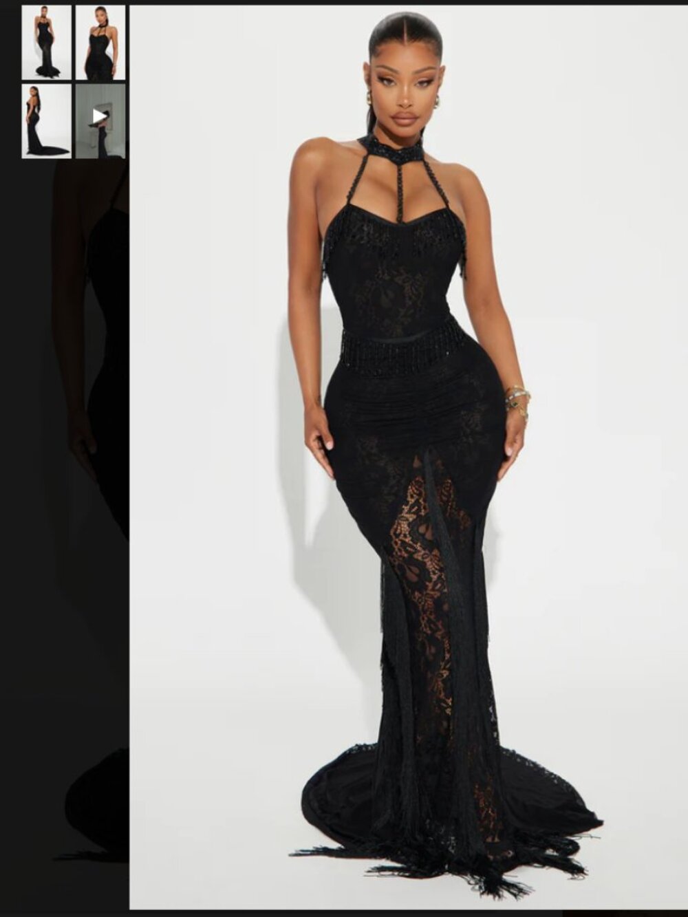 Scarlett Embellished Lace Gown - Black